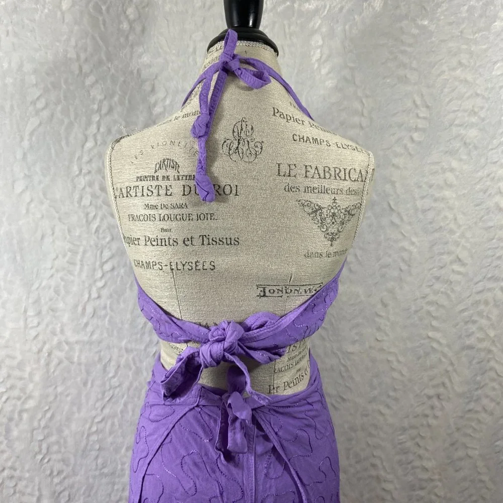 Vintage 2 piece wrap palazzo pants with Halter top Made in India 100% Rayon - Picture 7 of 10